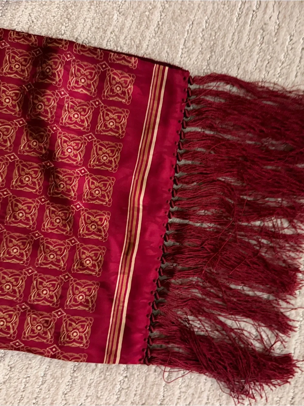 Silk and wool table runner red 60x10”